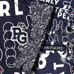 0 パーリーゲイツ どうしちゃったPGプリント 総柄 ストレッチ ロングパンツ パーリーゲイツ ゴルフ GRAFFLEX どうしちゃったPG ストレッチ
