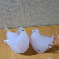Multi Glass ガラス製 鳥の置物 2羽セット