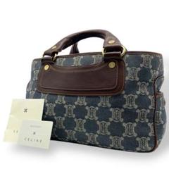 【極美品】セリーヌ ハンドバッグ デニム パリマカダム ロゴ金具 肩掛け可 CELINE セリーヌ ショルダーバッグ マカダム デニム ブルー