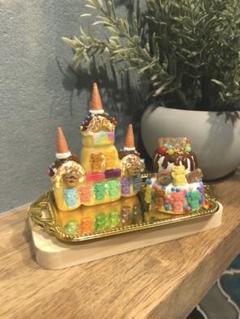 【ハンドメイド】ミニチュアスイーツ　ミニチュアケーキ　ミニチュアお菓子の城