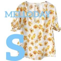 一点物❣️MELLODAY 【S】フラワープリント 半袖ブラウス