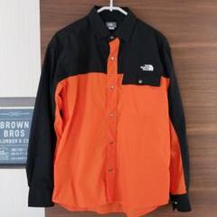 THE NORTH FACE M 黒×オレンジ ヌプシシャツ アウトドアシャツ