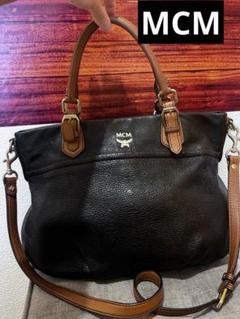 MCM ブラック レザー ショルダーバッグ