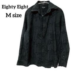 Eighty Eight ブラック シャツ ストライプシャツ M 紫ストライプ