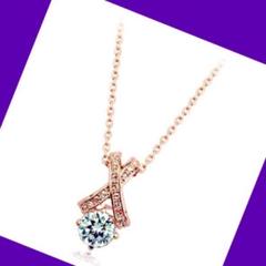 741☆ヒット商品☆ジルコニア クロス レディース美品ピンクゴールド ネックレス
