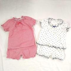 80サイズ 半袖ベビーパジャマ 2着セットまとめ　女の子フリル