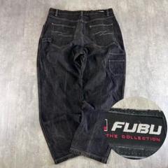 B218【W42】【90s】FUBU ペインターパンツ ブラックデニム フェード