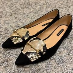 美品✨ファビオルスコーニ フラットパンプス 37 ホースビット オペラ パイソン 美品✨ファビオルスコーニ フラットパンプス 37 ホースビット