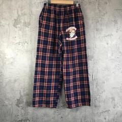 A4356古着　パジャマ　パンツ　チェック　紺　オレンジ　90s Y2K
