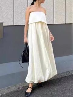 美品 ETRE TOKYO ブライトサテンペアバルーンワンピース S
