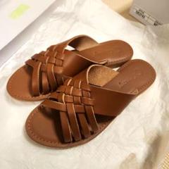 良品】MEPHISTO 本革 グルカサンダル ベルクロ BROWN 39