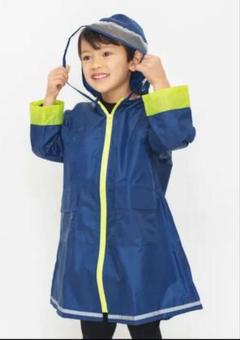 【branshes】ブランシェス　ネイビー レインコート フード付き　収納袋付き
