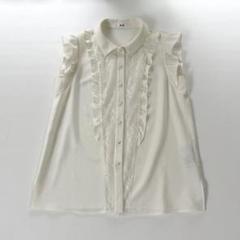 美品☆Rene ルネ フレンチスリーブ フリルブラウス パールボタン