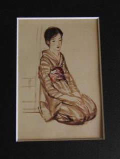 竹久夢二、【思出の小春】、希少な大判額装用画集より、美品