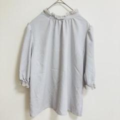 【美品】クチュールブローチ 五分袖 レース ブラウス グレー Ｍサイズ 上品