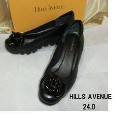 【美品】HILLS AVENUE 黒 カメリア 厚底 24 一回着用 美品】HILLS AVENUE 黒カメリア厚底24 一回着用