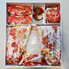 【新品未使用】華やか七五三・被布着セット（赤・朱）