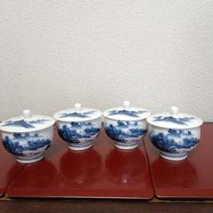 1887 鍋島焼　畑萬陶苑　染付山水　絵皿　未使用 畑萬陶苑 染付山水 鍋島焼 蓋付湯呑 4客 未使用品 - メルカリ