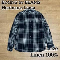 BEAMS ビームス リネンボタンダウン タータンチェックシャツ 貝ボタン