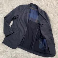 バーバリーブラックレーベル　サマージャケット　リネン　ネイビー　M 麻/リネン素材!! バーバリーブラックレーベル BURBERRY BLACK