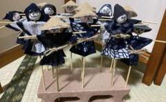 かかし 2人　ハンドメイド　古布　ちりめん細工