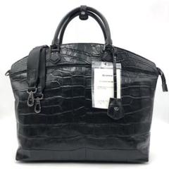 未使用級 レクサス 2way トートバッグ クロコ 型押し レザー ブラック 未使用級 レクサス 2way トートバッグ クロコ 型押し レザー
