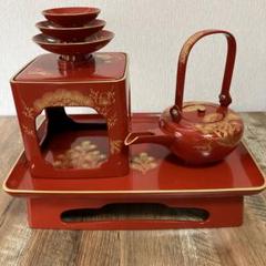 屠蘇器輪島塗沈金松竹梅蒔絵4点セット未使用正月銚子漆器工芸