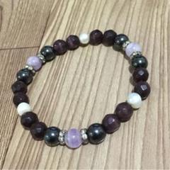 天然石 アメジスト 淡水パール ヘマタイト ブレスレット ラベンダーアメジスト