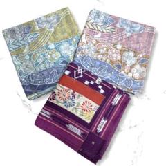 【未使用】花柄 蝶柄 ハンカチ 3枚セット