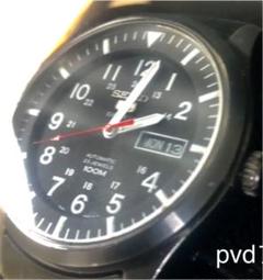 レアpvdブラックミリタリーSEIKO5スポーツ逆輸入自動巻極美品ベルト❌2本