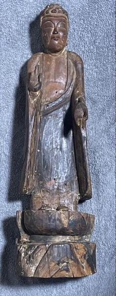 骨董仏陀像、アクリルケース、骨董大理石台、3点セット