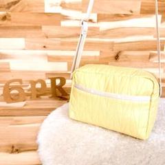 軽量【レスポートサック】デボス加工 クロスボディ ショルダーバッグ 黄×ベージュ