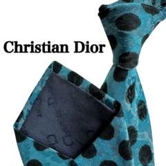 Christian Dior ディオール水玉模様 水色ネクタイメンズハイブランド