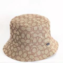 【新品未使用】Coach ベージュ 総柄 バケットハット 帽子