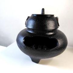 丸型茶釜 持ち手付き　茶瓶 大糸目文姥口平丸形鉄瓶 – 御釜屋