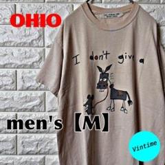 AH176【OHIO】プリントTシャツ【メンズM】ベージュ
