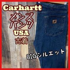 カーハート メンズ ロゴ デニム ブルー XL 36 パンツ USA古着 90s