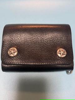 CALEE キャリー シルバースター コンチョ ウォレット 3つ折り財布 CALEE - Silver star concho strap leather wallet (Black