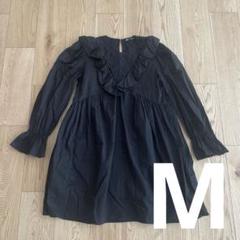 ZARA ブラック フリルミニワンピース 長袖