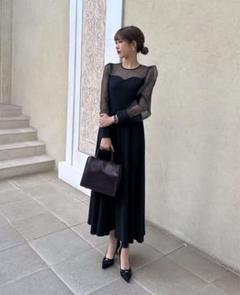 powanto lune sheer puff long dress ワンピース powanto lune sheer puff long dress ワンピース