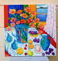 メルカリ 絵画　絵  額付き (黒）油絵　uF6-051721　静物 (果物） メルカリ 絵画 絵 額付き (黒）油絵 uF6-061603 静物（フルーツ