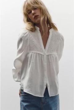 ZARA エンブロイダリーコットントップス