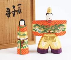 為田哲園 羽衣 一刀彫 木彫 置物 共箱 彫刻家 為田哲園 立雛 共箱 一刀彫 木彫 - メルカリ