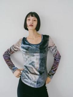 marte vintage sahara ベロア アートプリント トップス marte vintage sahara ベロア アートプリント トップス