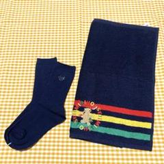 ミキハウス　⭐️新品⭐️ ソックス17〜19㎝ & ハンドタオル・刺繍・ネイビー