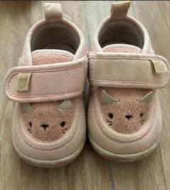 猫の顔デザイン ベルト付きシューズ ピンク