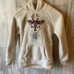【140㎝】George ジョージ　クリーム色 鹿刺繍 フリースパーカー