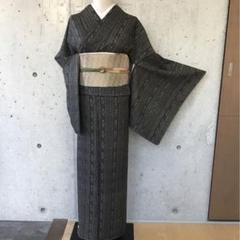 上質な縞柄のお着物袷ガード加工裄70.5 しつけ付き