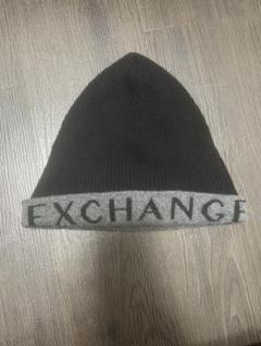Armani Exchange ニット帽 黒/グレー ビーニー