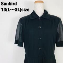 Sunbird 半袖　ひざ丈ロングワンピース　ブラック　D5